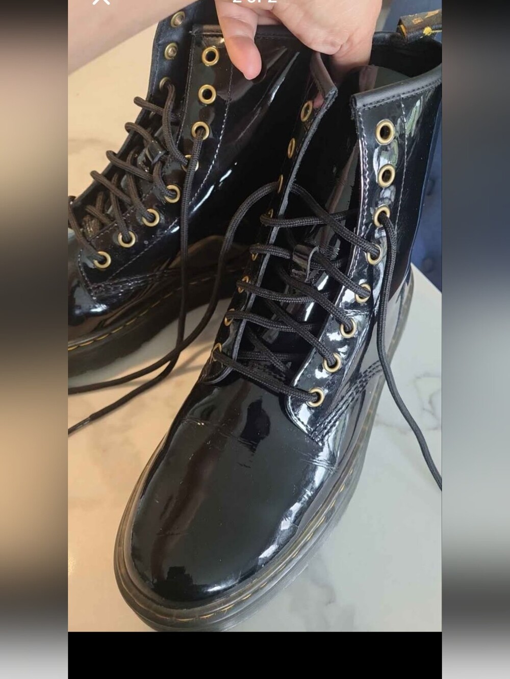 Black Patent Lace-Up Doc Martens Size 9 US Mens or Size 10 US Ladies Unisex